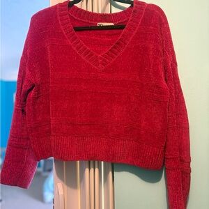 Vibrant Red V-Neck Sweater